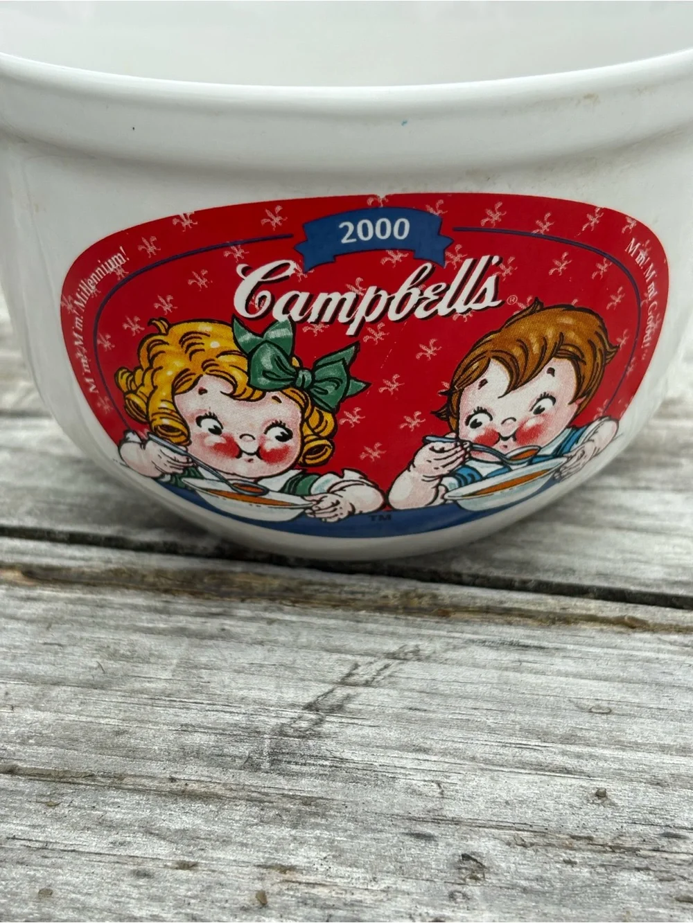 Campbell's White Ceramic Bowl with Vintage Red Graphic